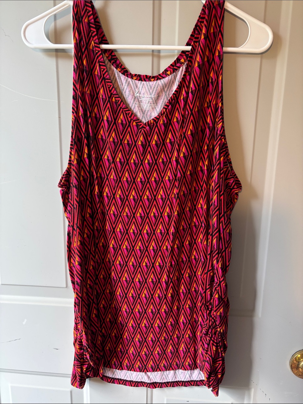 Lane Bryant Pink and Orange Geometric Tank Top